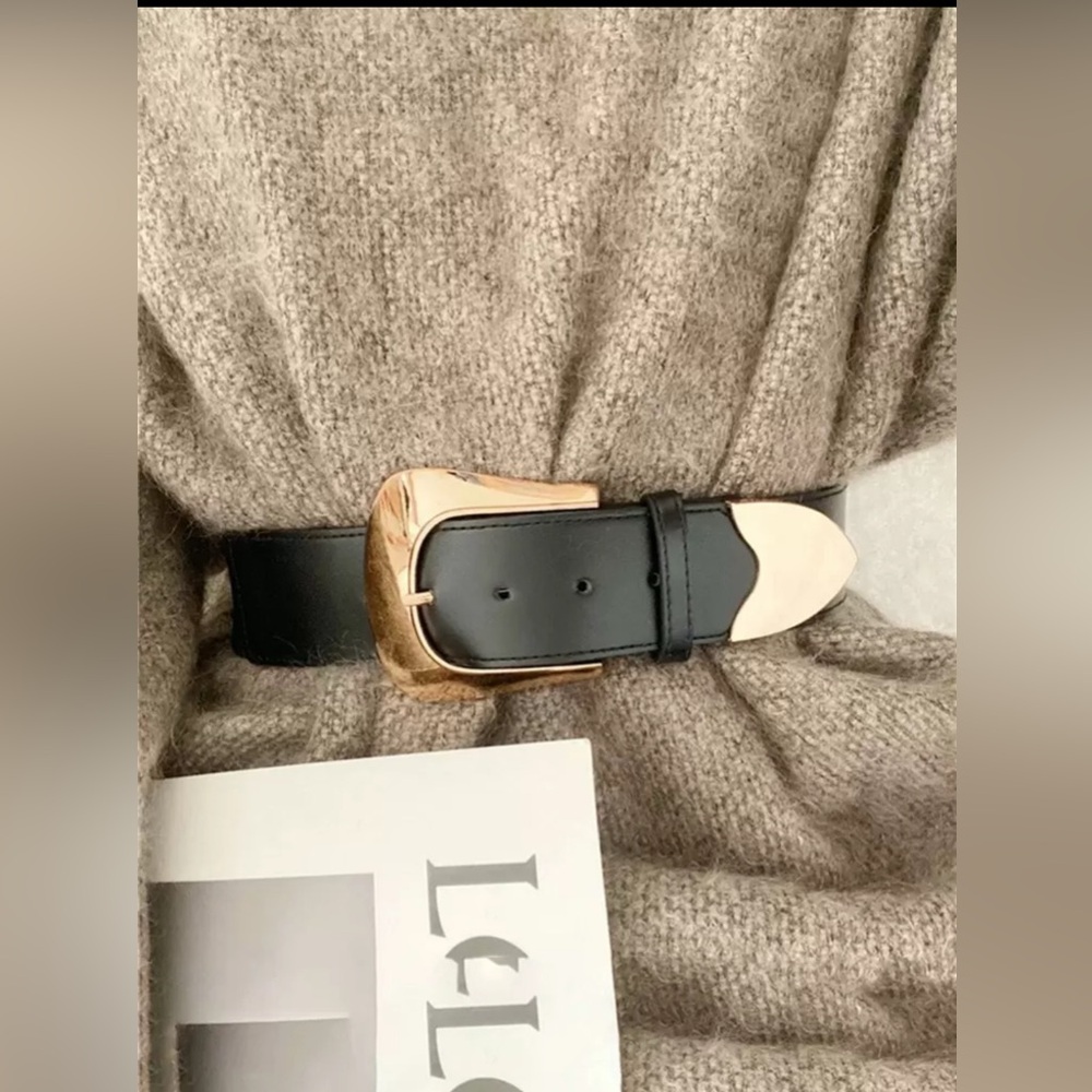 Women’s Metal buckle elastic waist gold buckle Fashion belt